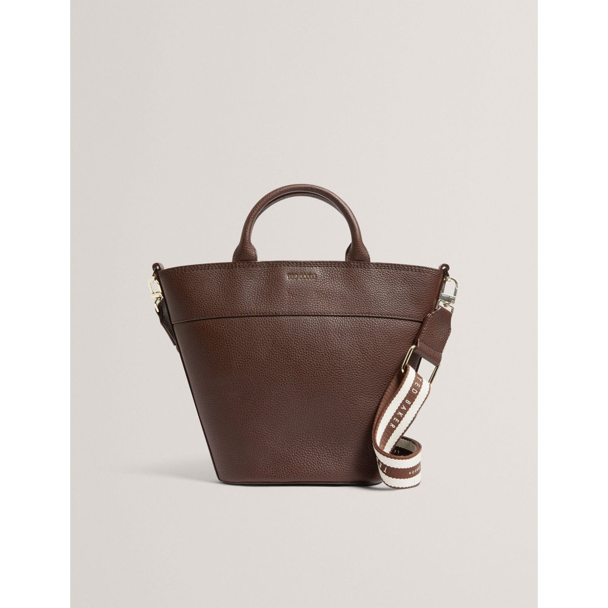 Wilsona Leather Bucket Bag With Webbing Strap