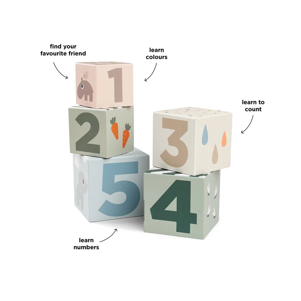 Stacking cubes 5 pcs Deer friends Colour mix