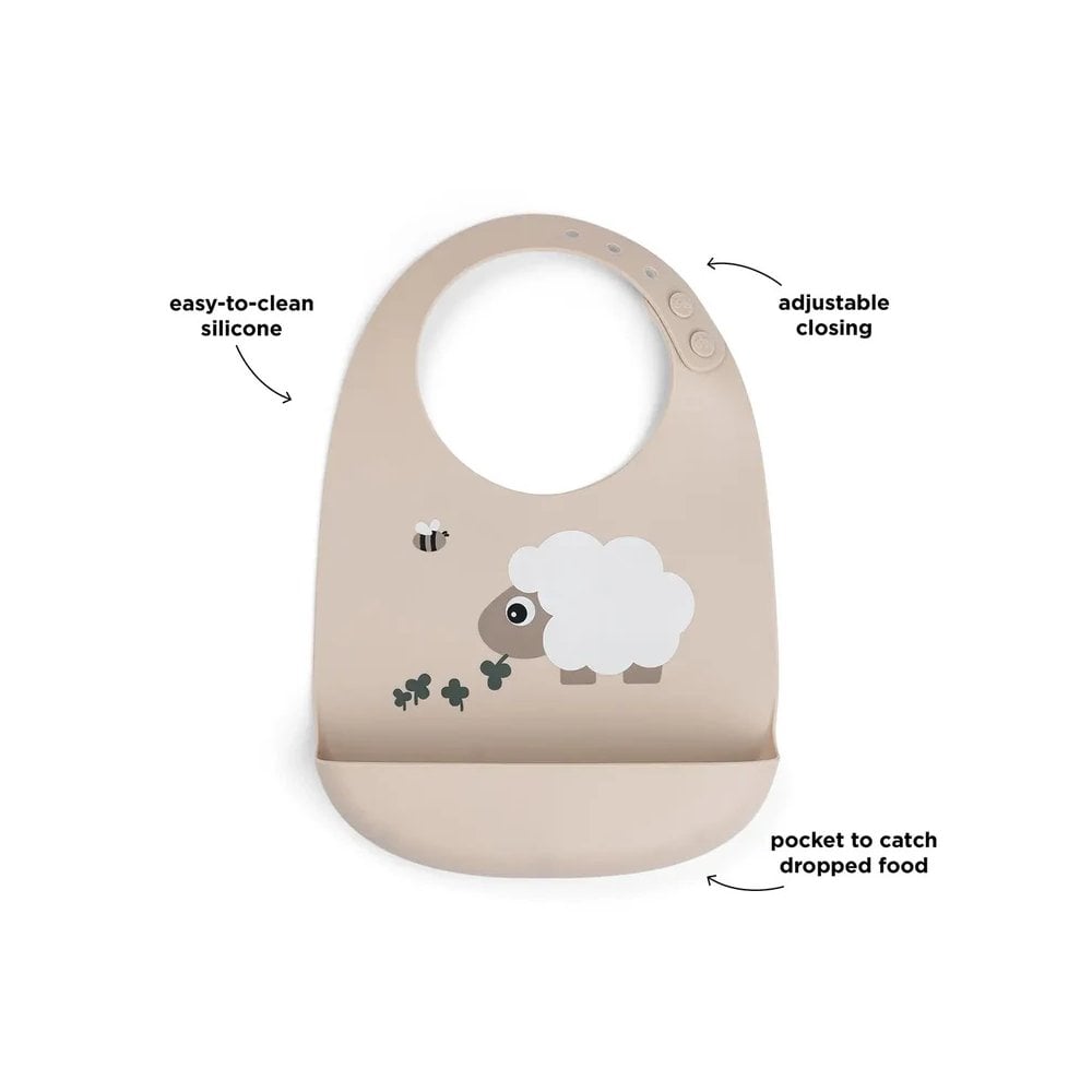 Silicone bib Sheepy Sand