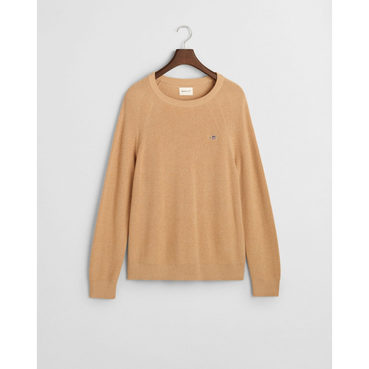 Ribbed Wool Blend Crew Neck Sweater