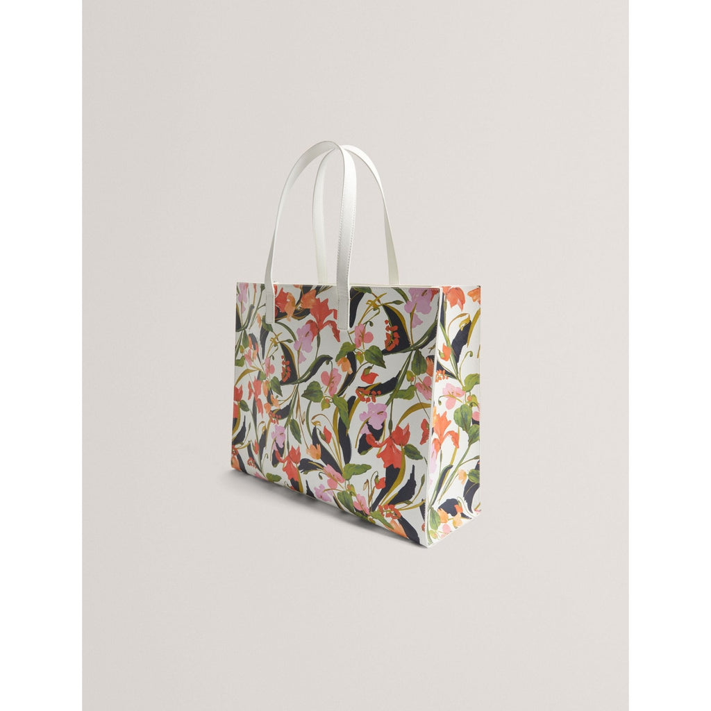 Florish Floral Print PU Leather Wide Icon Tote Bag