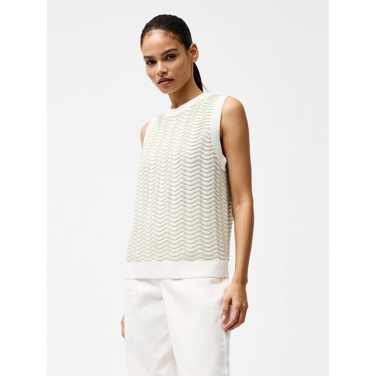 London Sleeveless Wave Knit Jumper