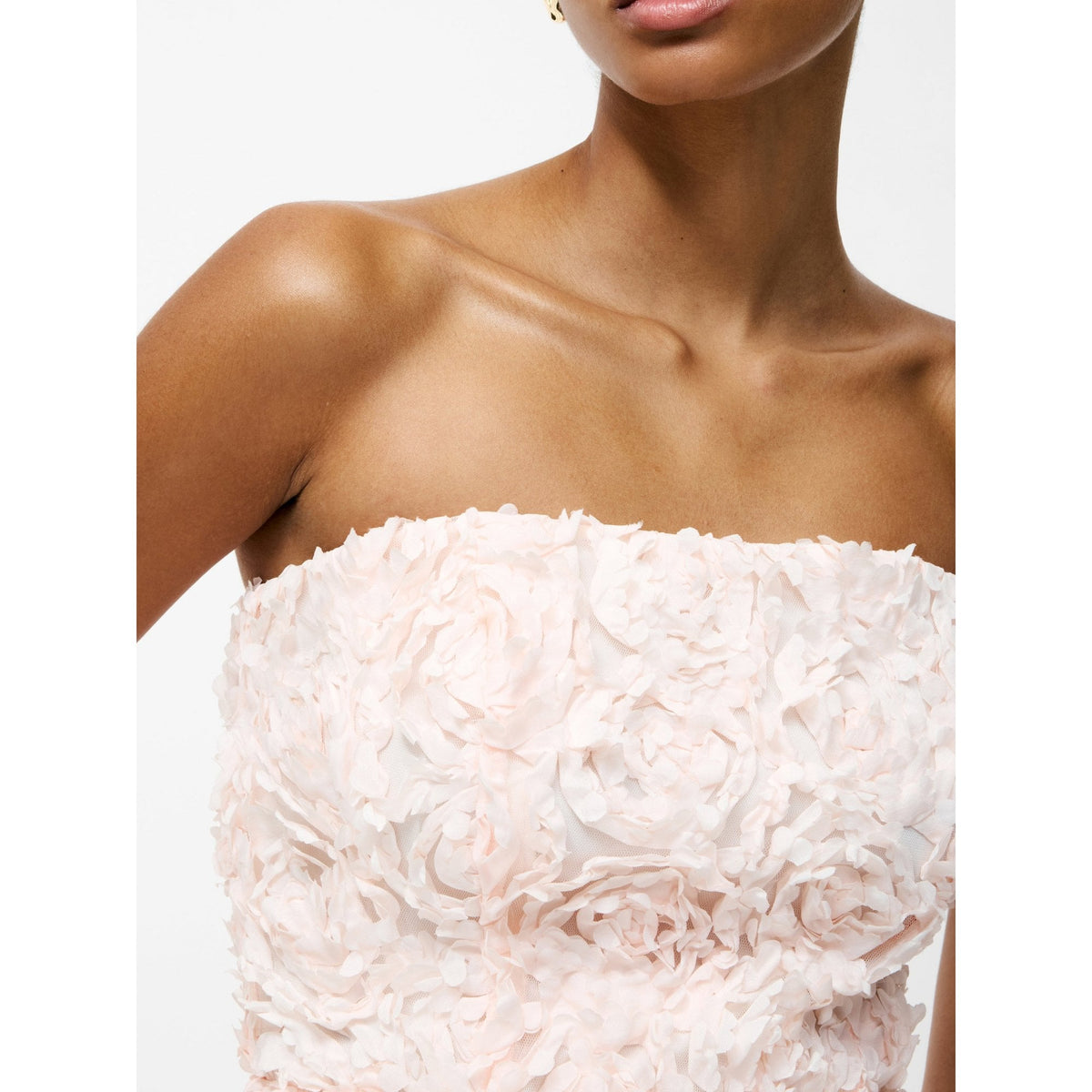 Cher Rosette Textured Bandeau Mini Dress