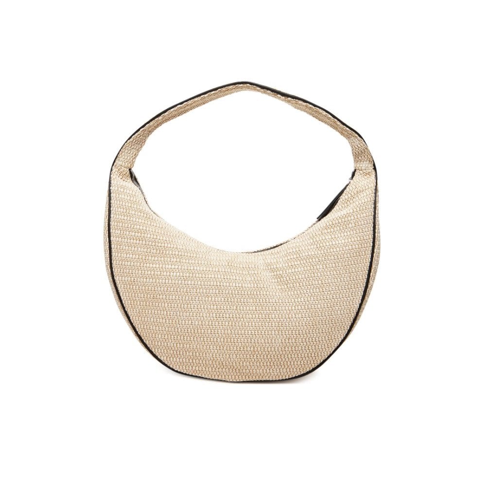 Pinched Raffia Large Shoulder Bag
