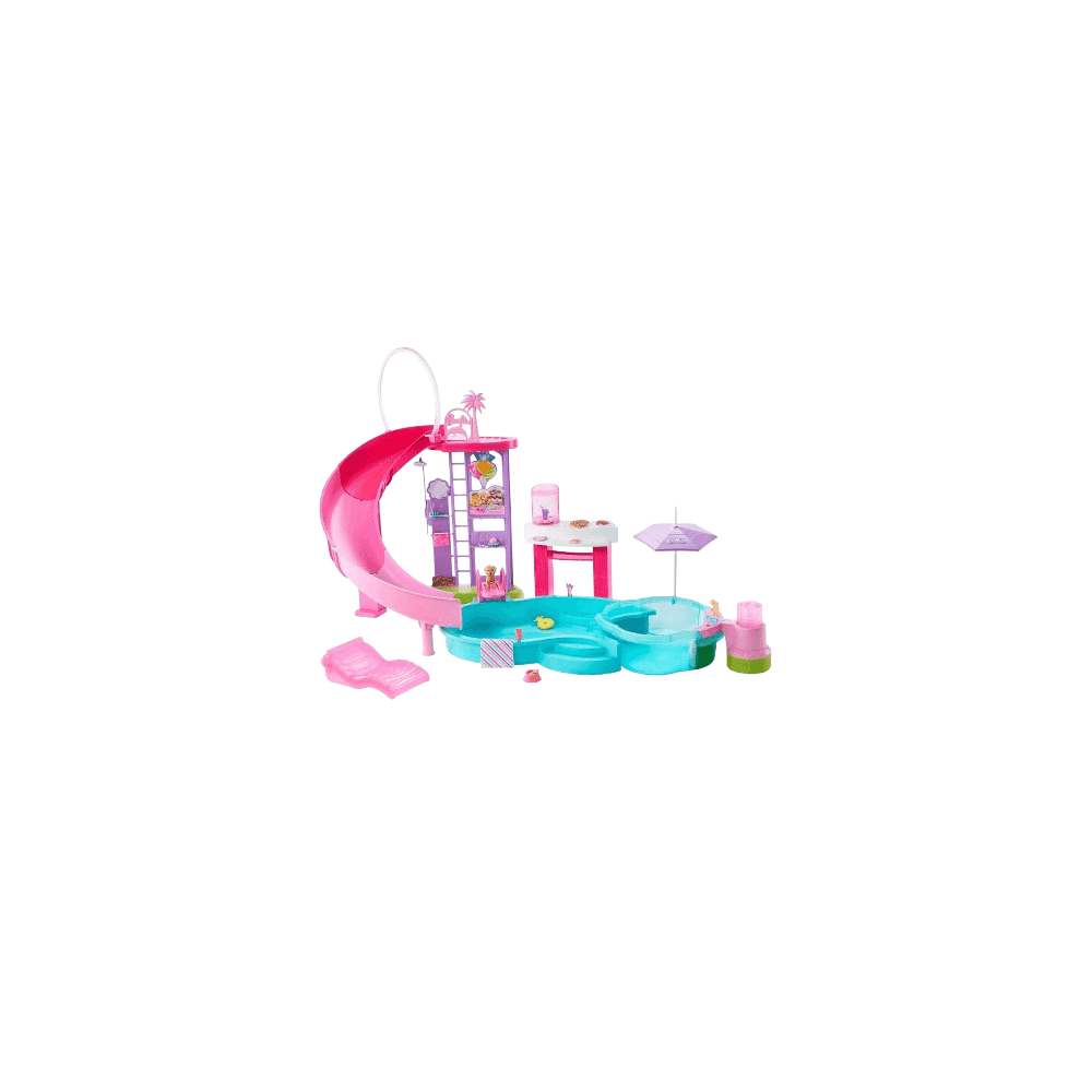 Barbie Dream Pool Playset with Slide & Bubbling Hot Tub