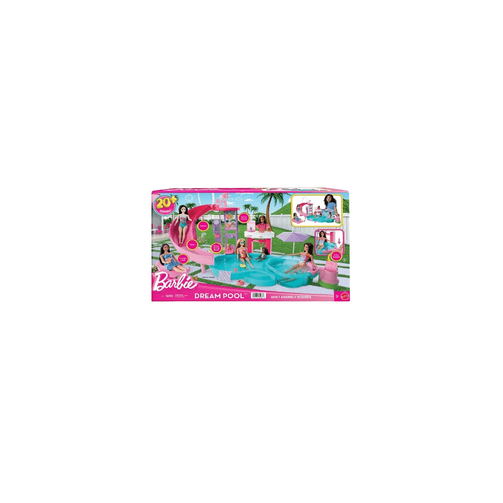 Barbie Dream Pool Playset with Slide & Bubbling Hot Tub