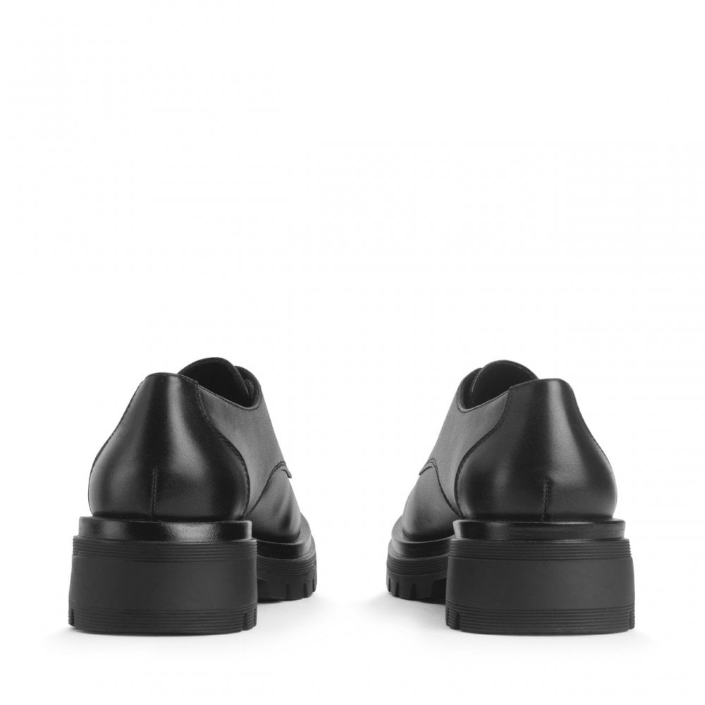 Barcelona Black Leather Girls Lace-Up Angry Angels School Shoes