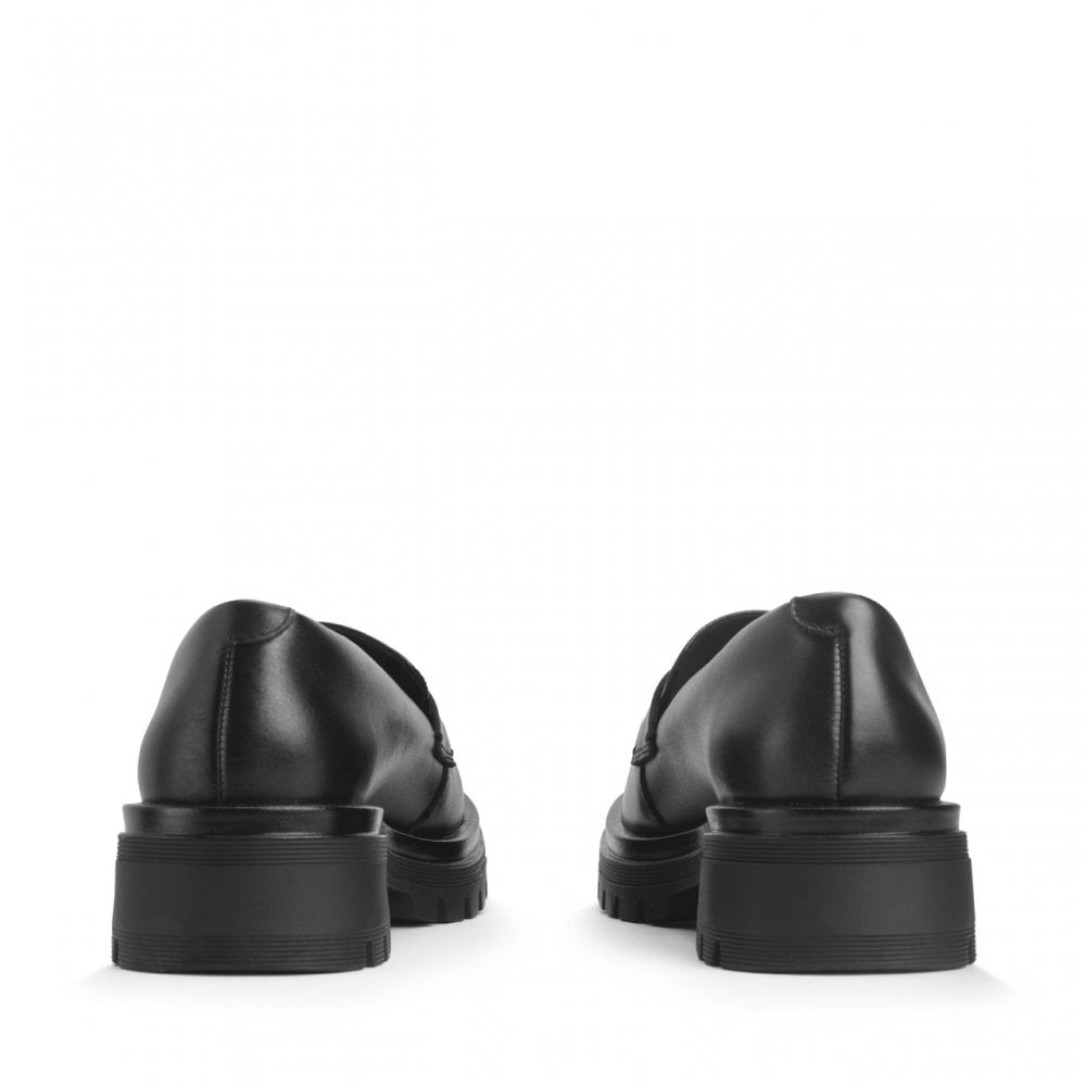 Paris Black Leather Girls Slip-On Angry Angels School Shoes
