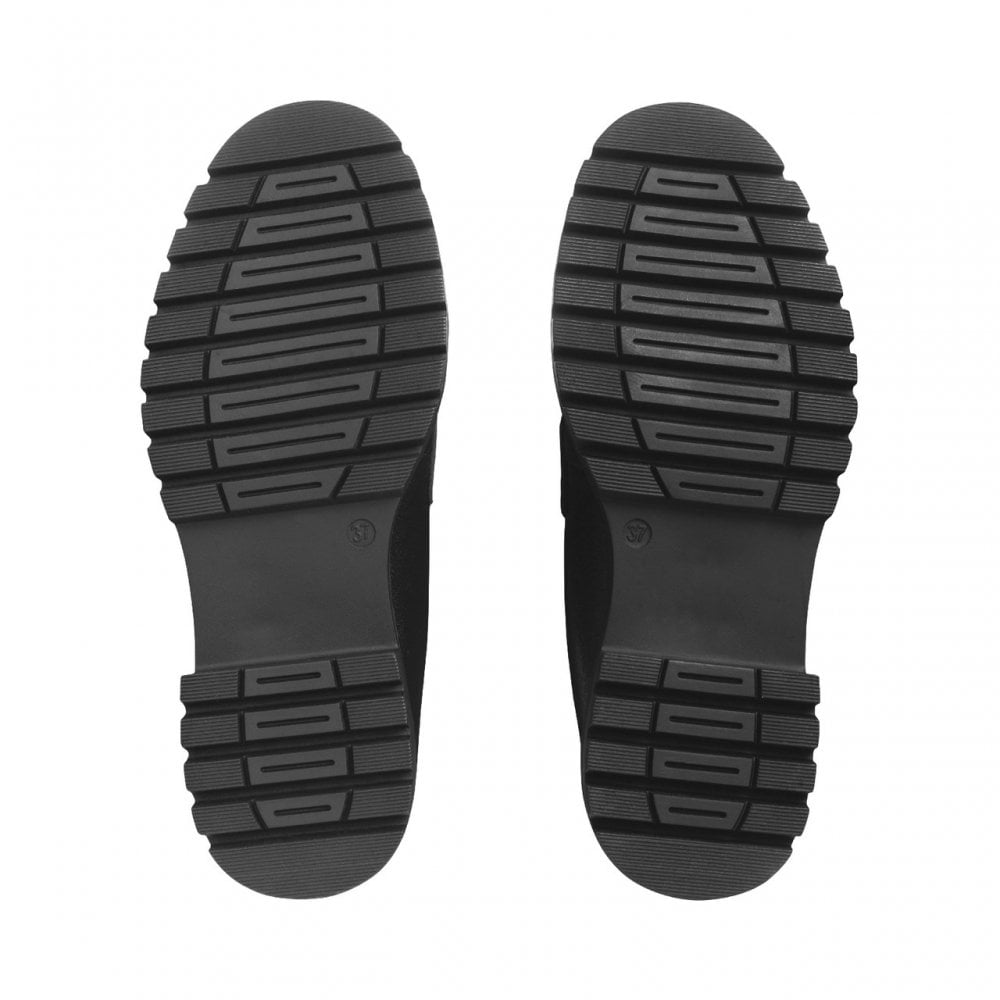 Paris Black Leather Girls Slip-On Angry Angels School Shoes