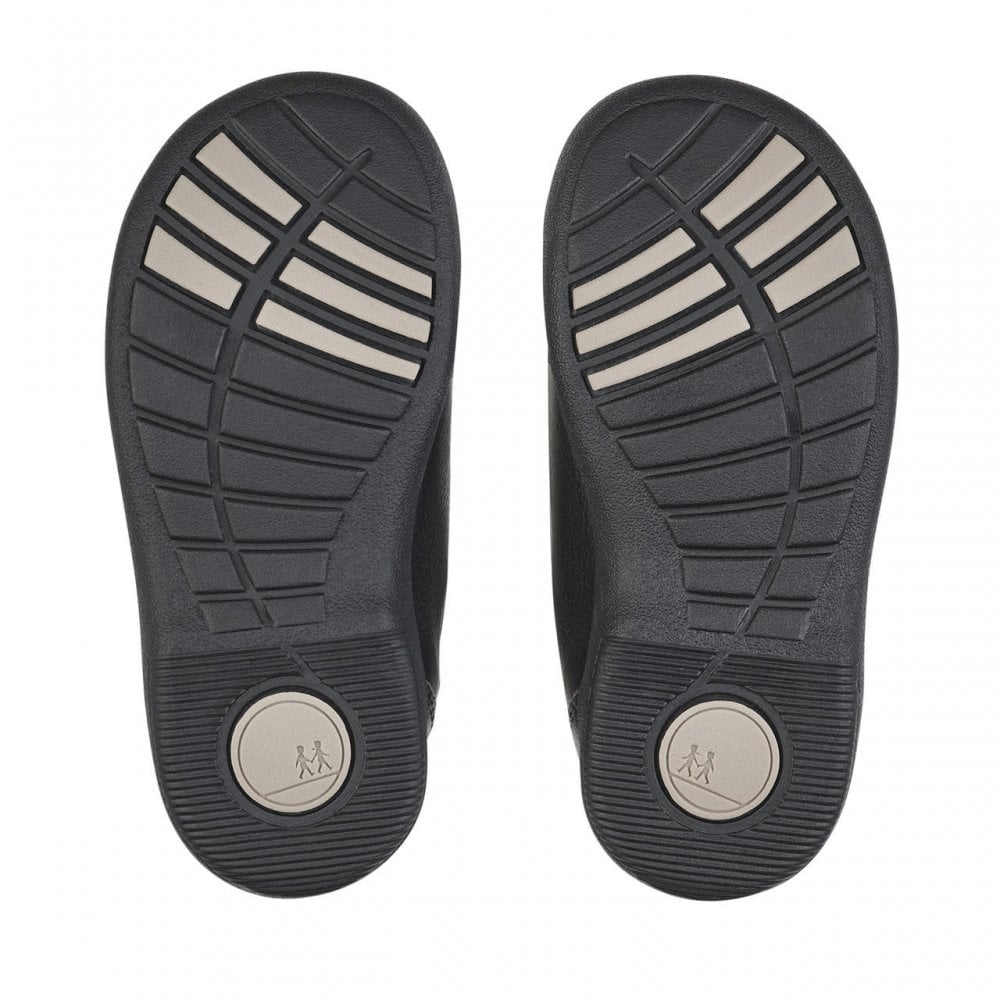 Zigzag Black Leather Boys Rip-Tape First School Shoes