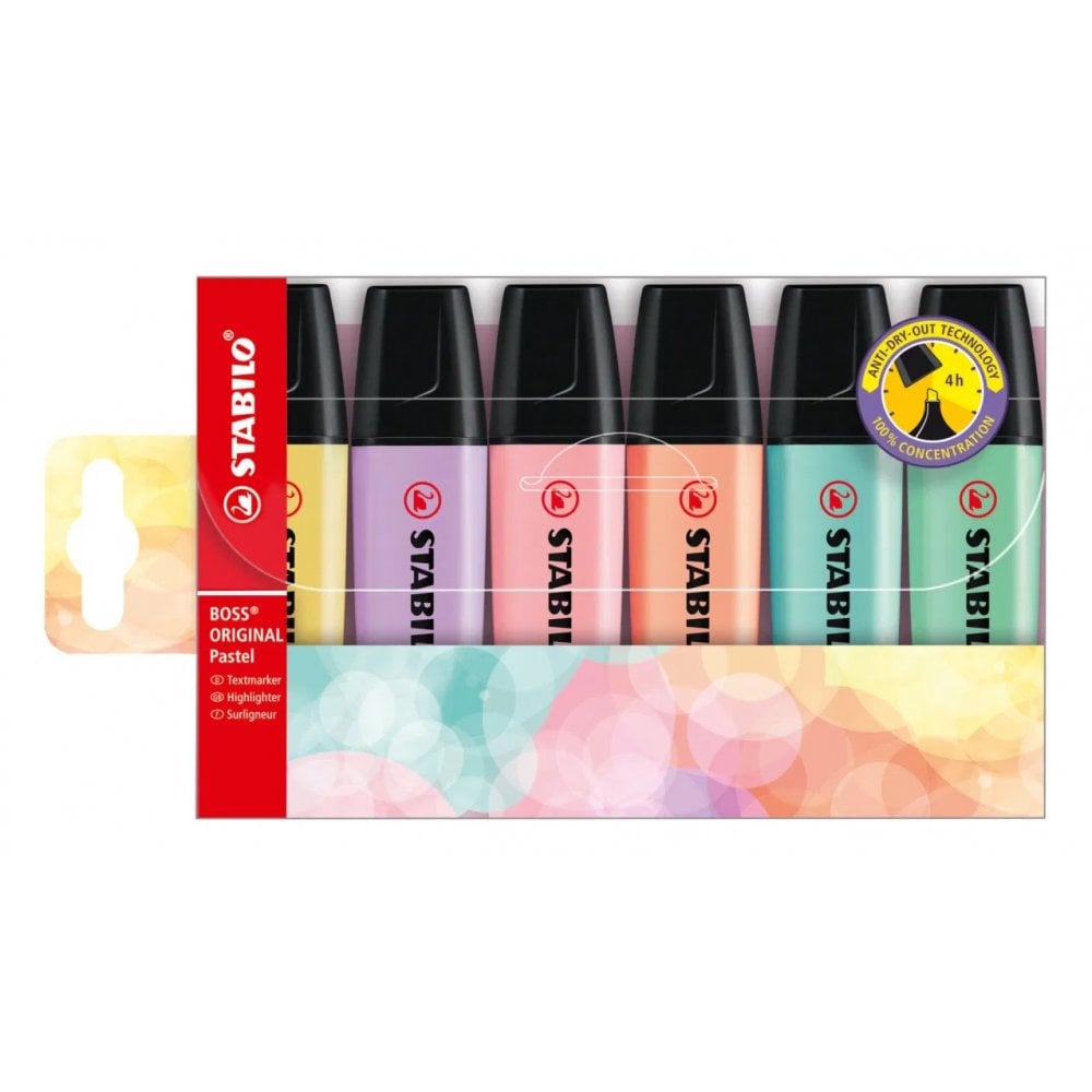 Highlighter - STABILO BOSS ORIGINAL Pastel - Wallet of 6