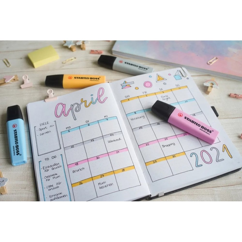 Highlighter - STABILO BOSS ORIGINAL Pastel - Wallet of 8