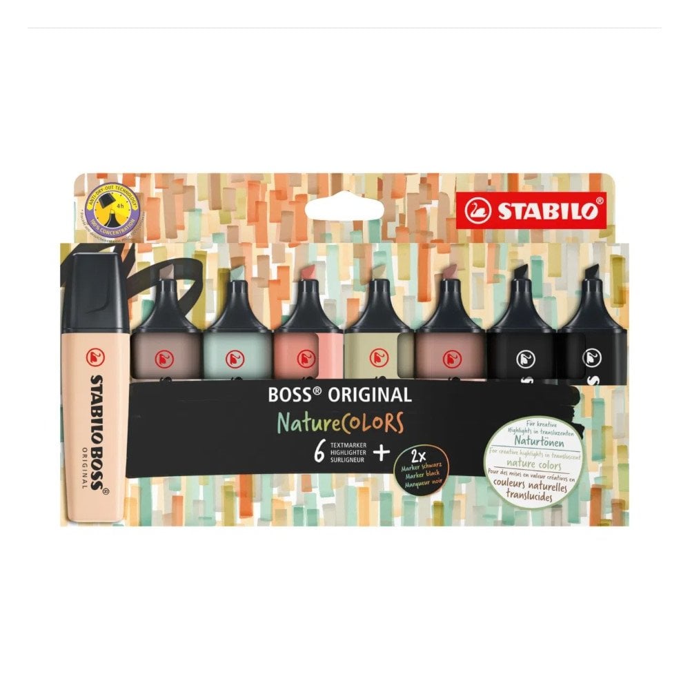 Highlighter - STABILO BOSS ORIGINAL NatureCOLORS - Wallet of 8