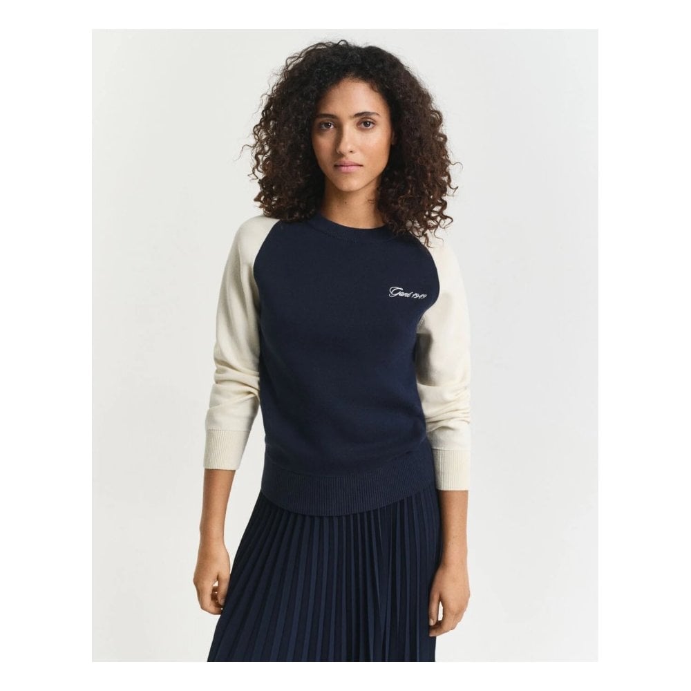 Color Blocked Crew Neck Sweater