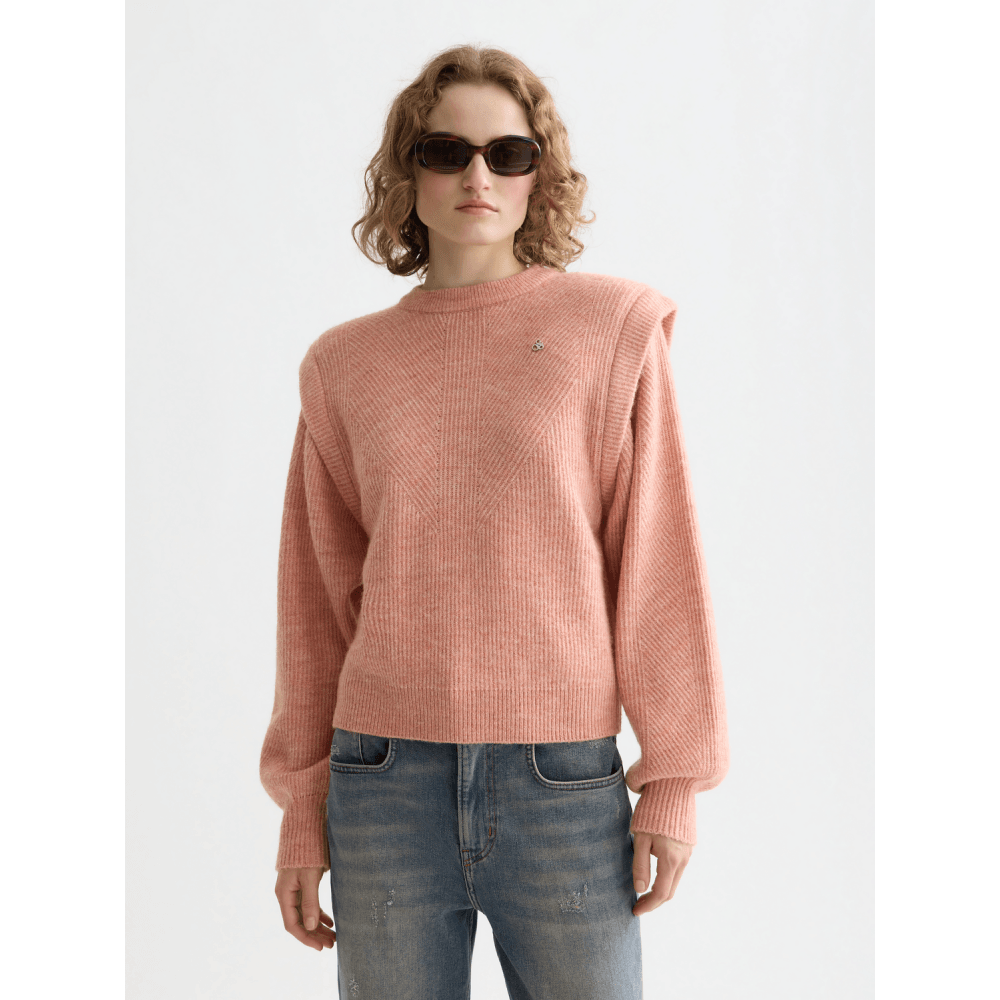 Shoulder Detail Crew Neck Pullover