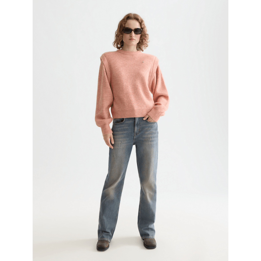 Shoulder Detail Crew Neck Pullover