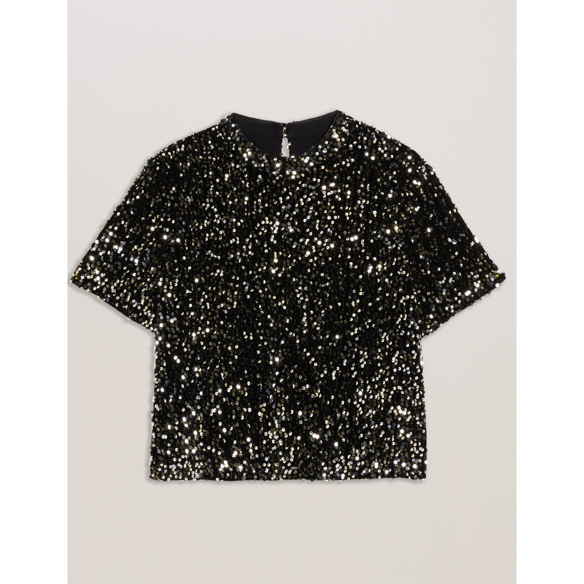 Zarhaaa Sequined Velvet Short Sleeve Top