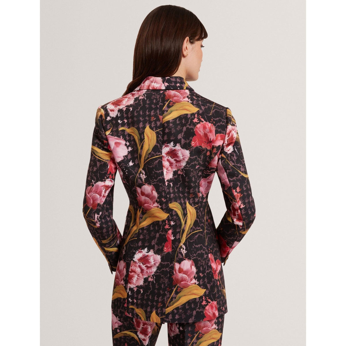 Kwari Rose Print Hourglass Tailored Blazer
