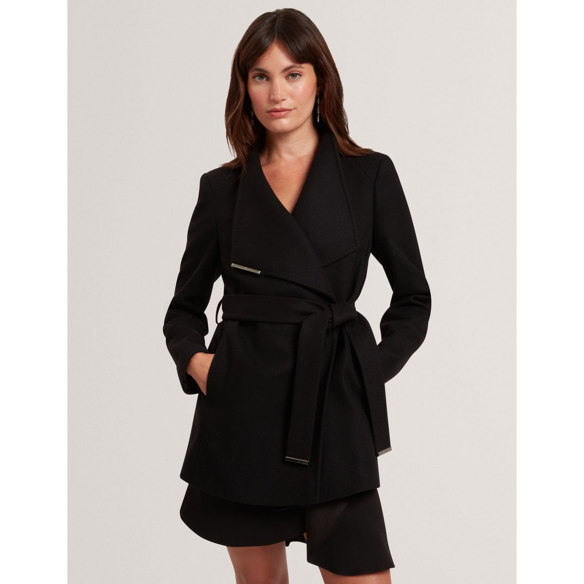 Rosess Short Belted Wool Wrap Coat