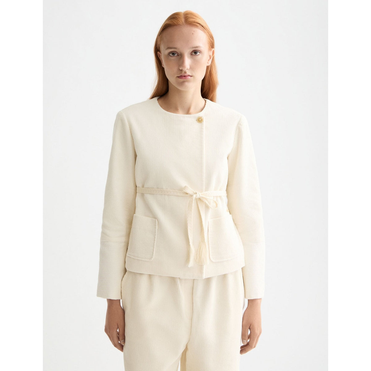 Relaxed Collarless Jacket