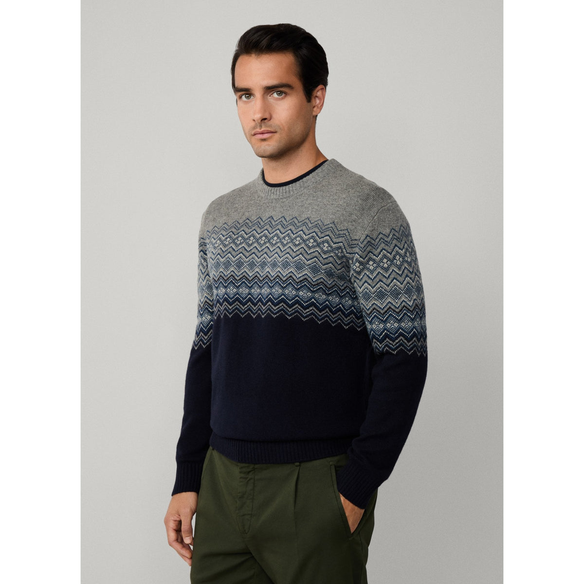 Merino Wool Fairisle Crew-Neck Jumper