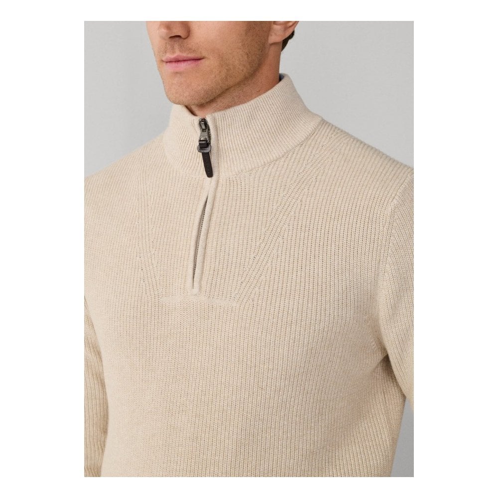 Cotton-Cashmere Ribbed Quarter Zip Jumper