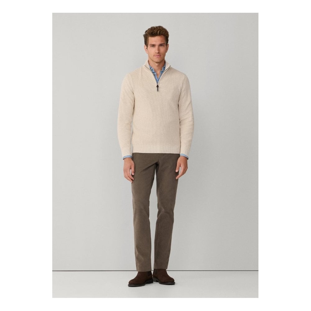 Cotton-Cashmere Ribbed Quarter Zip Jumper