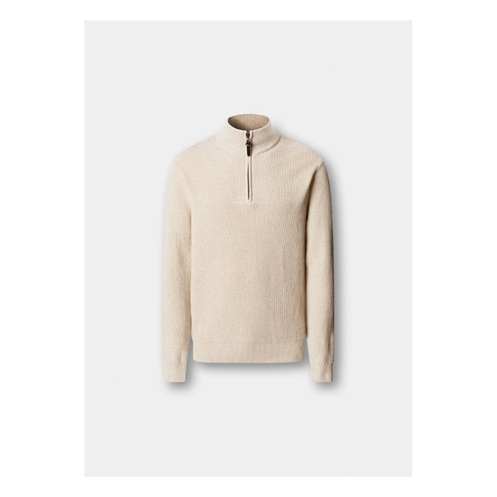 Cotton-Cashmere Ribbed Quarter Zip Jumper