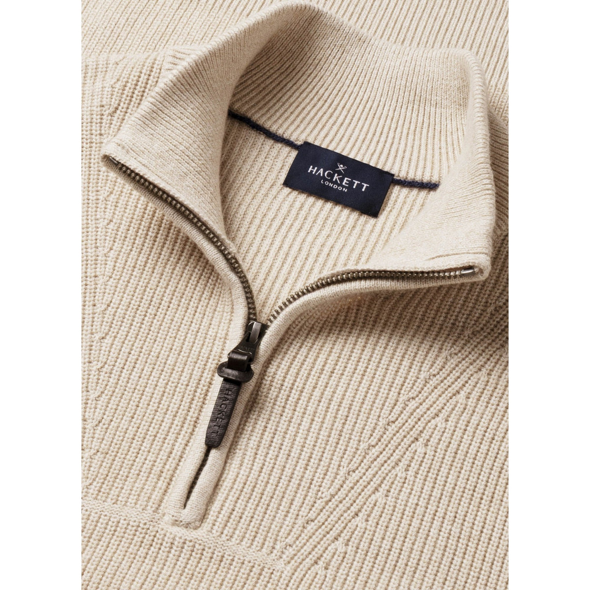 Cotton-Cashmere Ribbed Quarter Zip Jumper