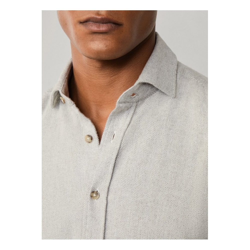 Tailored Fit Brushed Herringbone Shirt