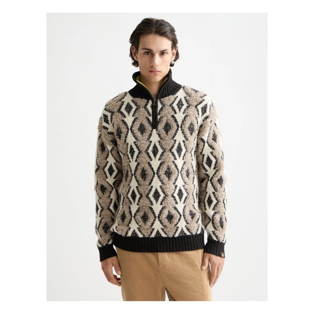 Argyles Jacquard Dropped Shoulder Pullover