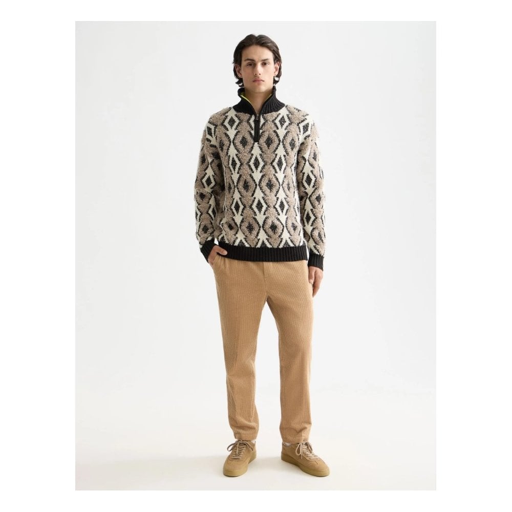 Argyles Jacquard Dropped Shoulder Pullover