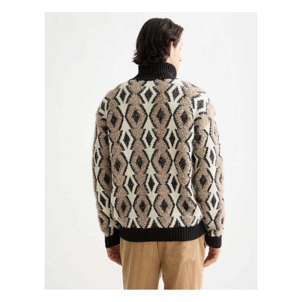 Argyles Jacquard Dropped Shoulder Pullover