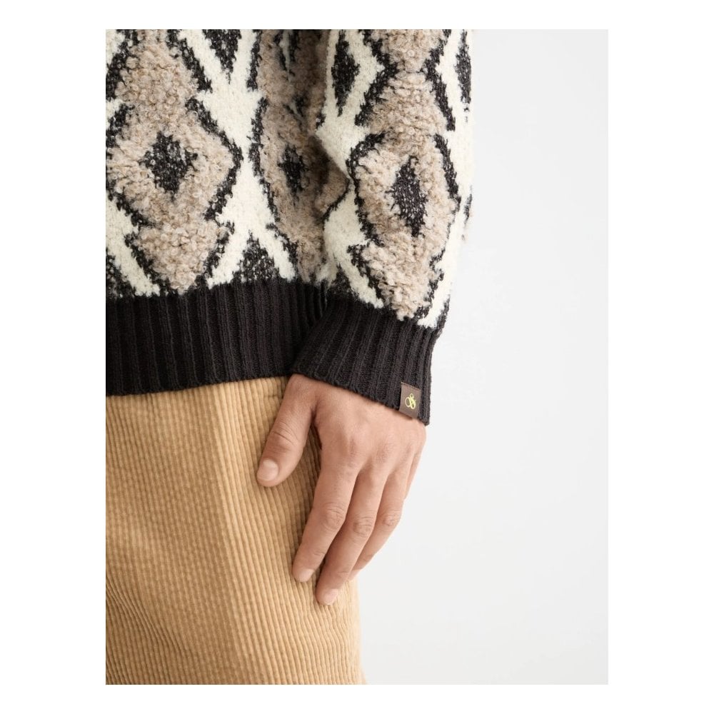 Argyles Jacquard Dropped Shoulder Pullover