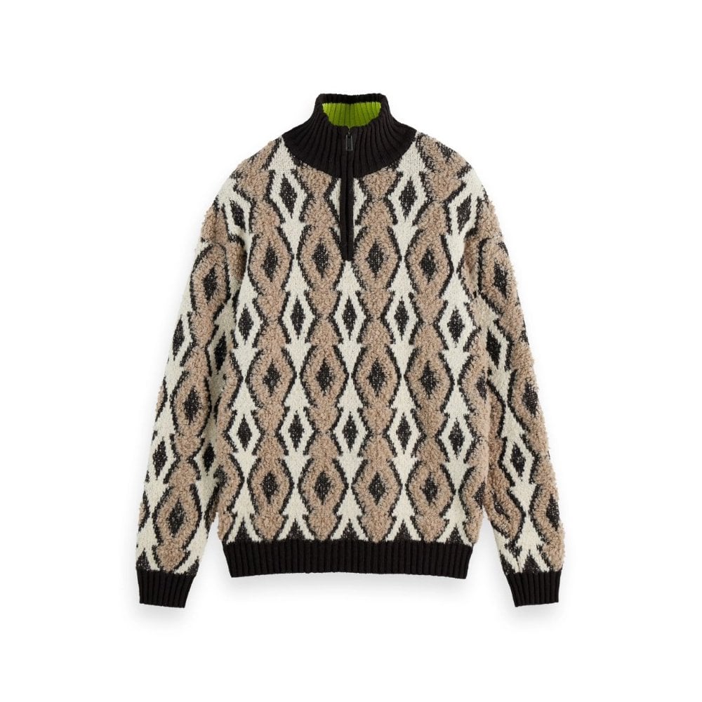 Argyles Jacquard Dropped Shoulder Pullover