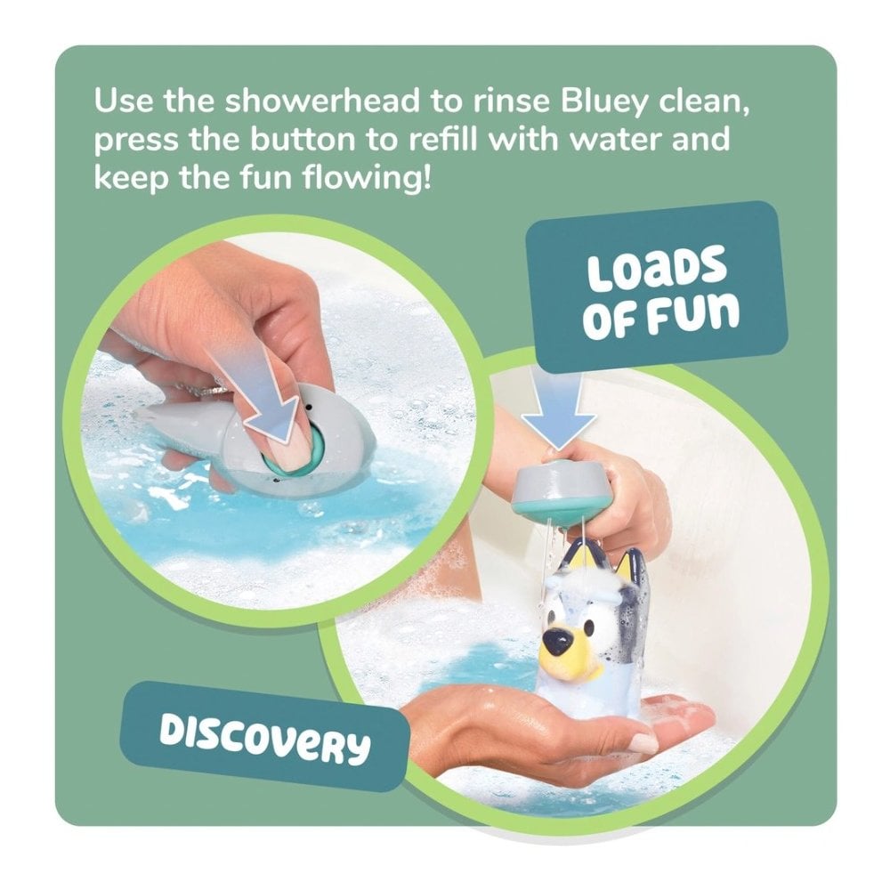 Tomy Toomies Bath Toy Shower and Scrub Bluey