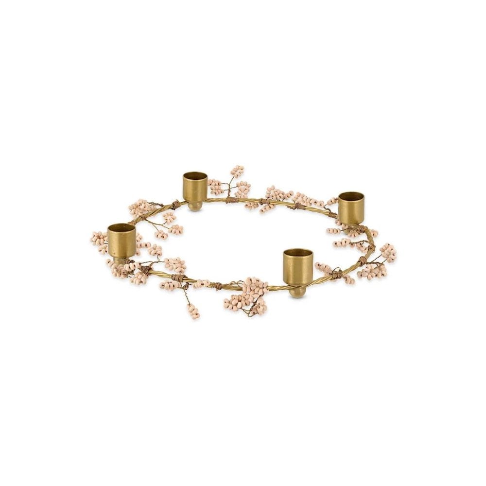 Tanu Mango Wood Beaded Candle Holder