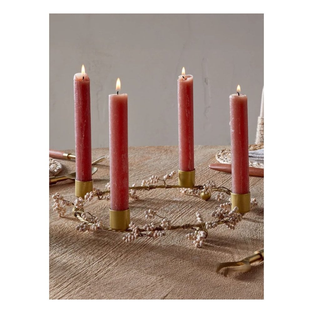 Tanu Mango Wood Beaded Candle Holder