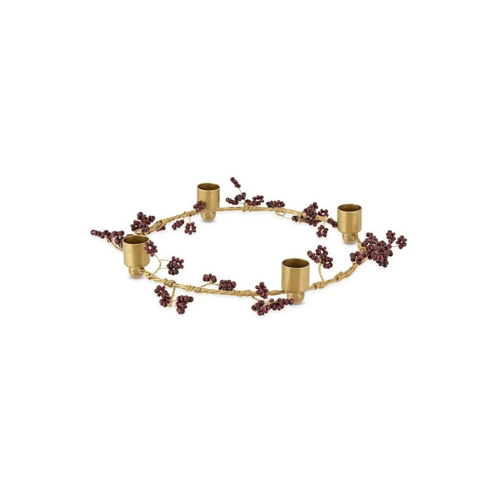 Tanu Mango Wood Beaded Candle Holder