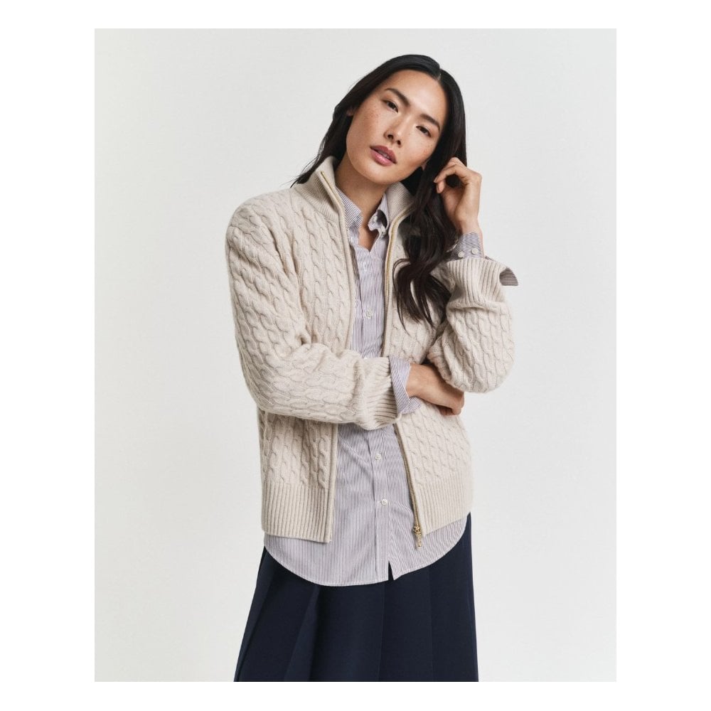Cable Knit Zip Cardigan