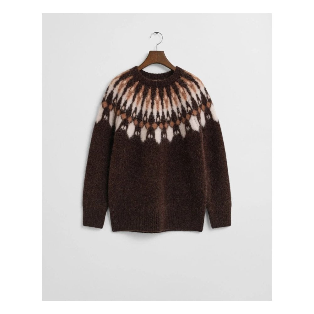Alpaca Blend Fair Isle Crew Neck Sweater