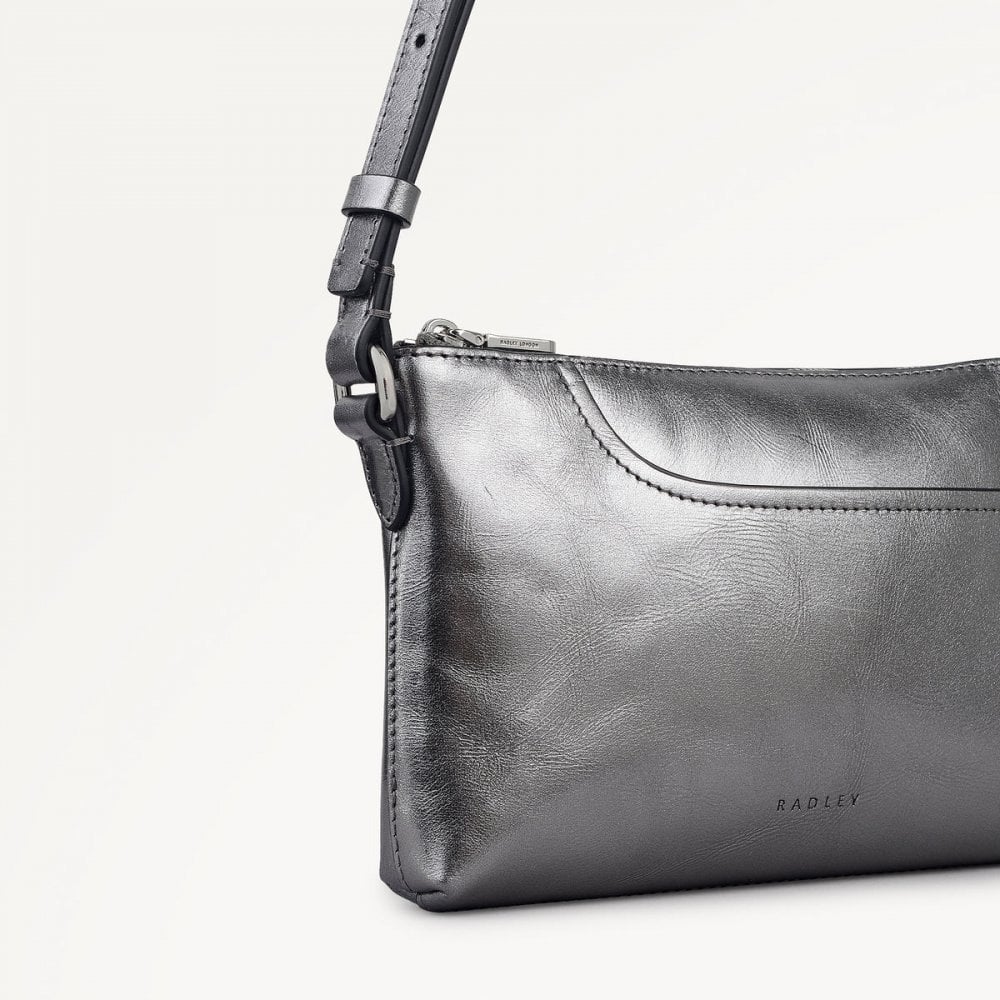 Pockets Metallic Mini Ziptop East-West Shoulder Bag