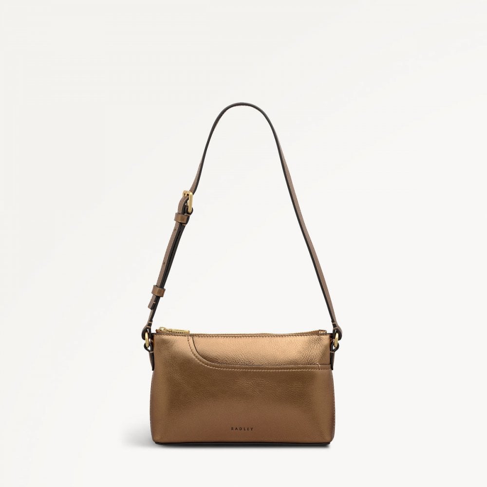 Pockets Metallic Mini Ziptop East-West Shoulder Bag