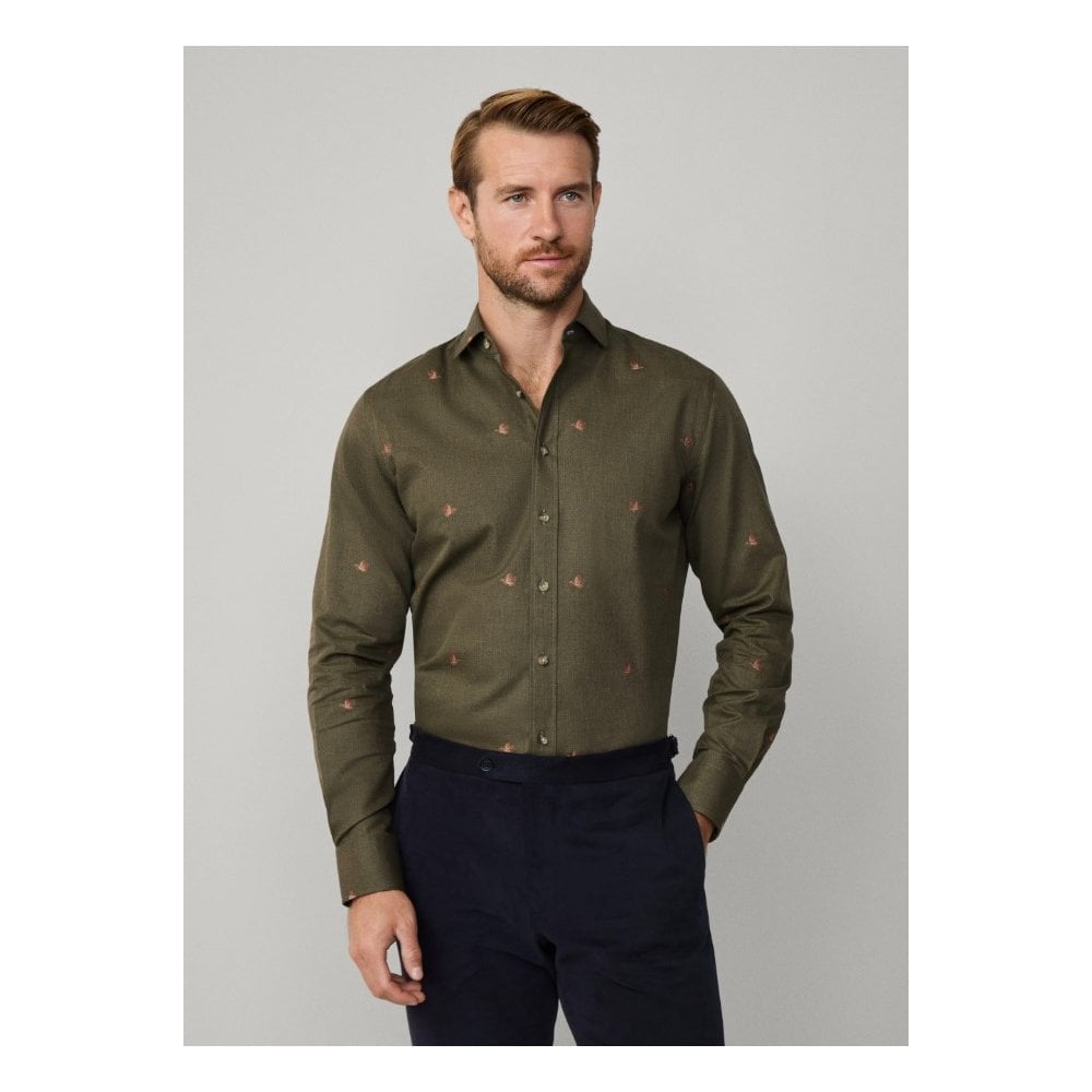 Tailored Fit Duck Motif Fil Coupe Shirt