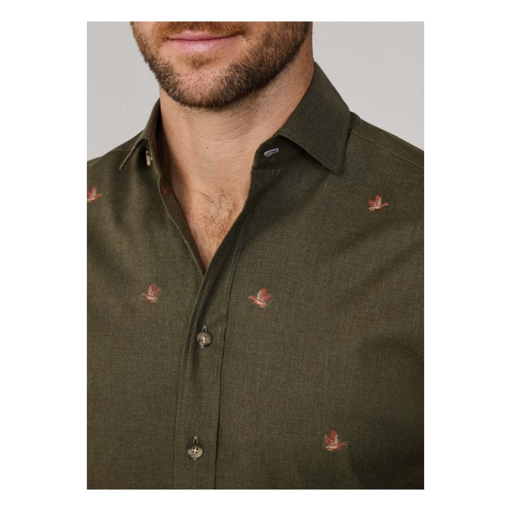 Tailored Fit Duck Motif Fil Coupe Shirt