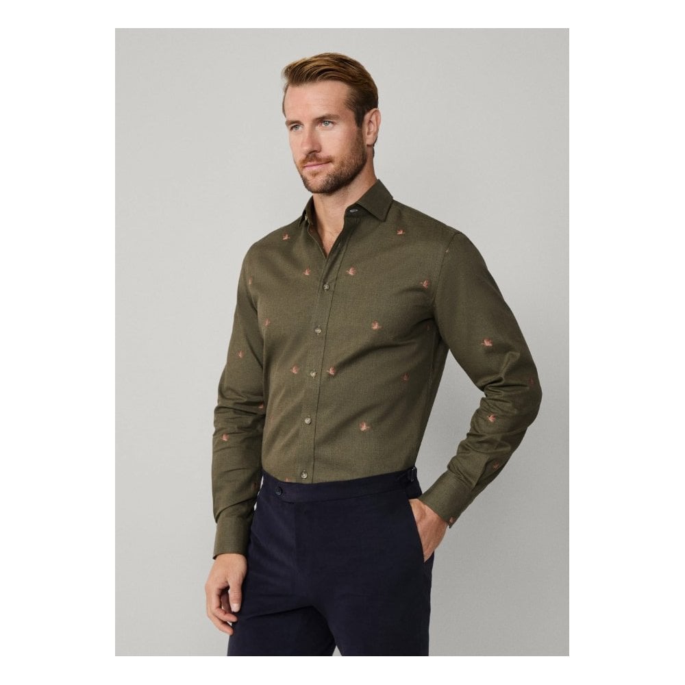 Tailored Fit Duck Motif Fil Coupe Shirt