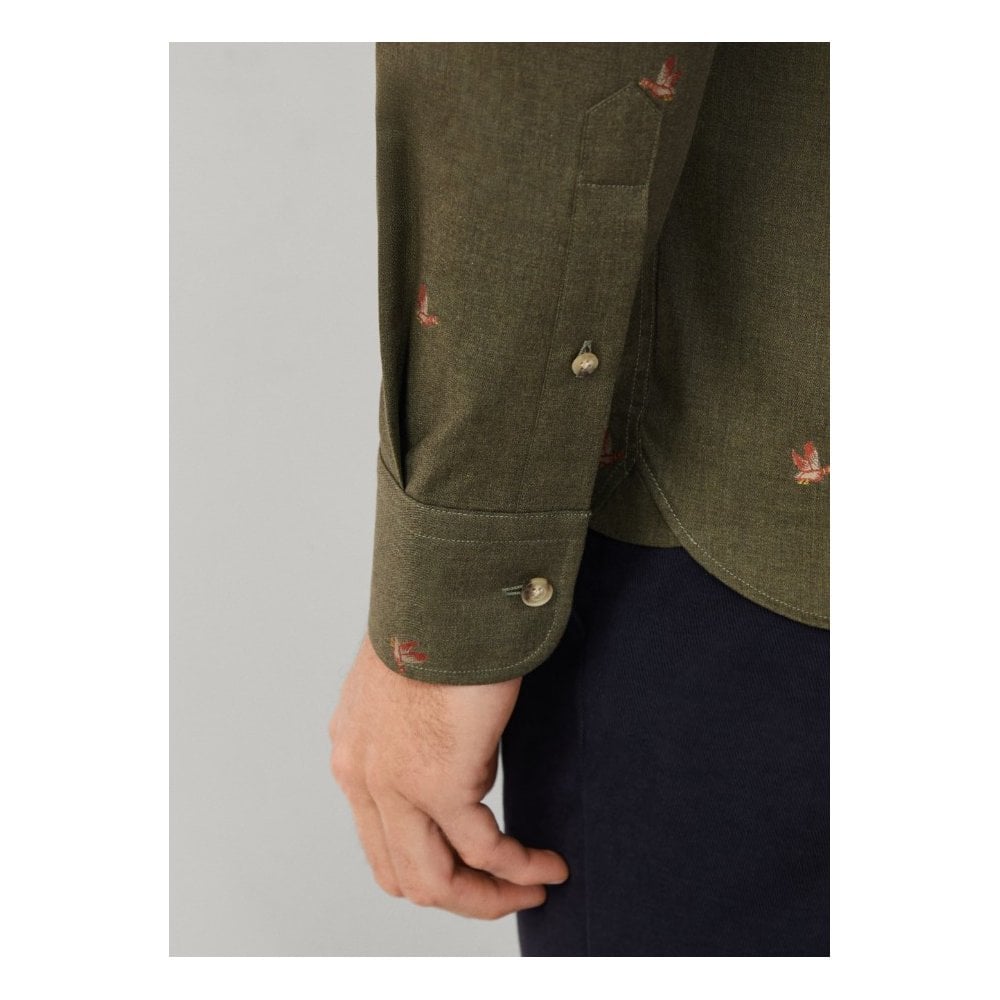 Tailored Fit Duck Motif Fil Coupe Shirt