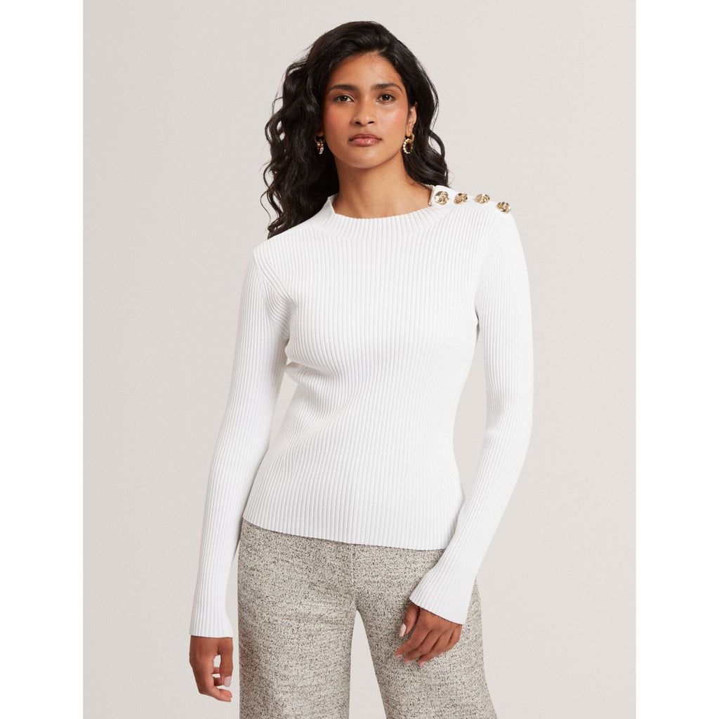 Bleana Rose Button Long Sleeve Knit Top