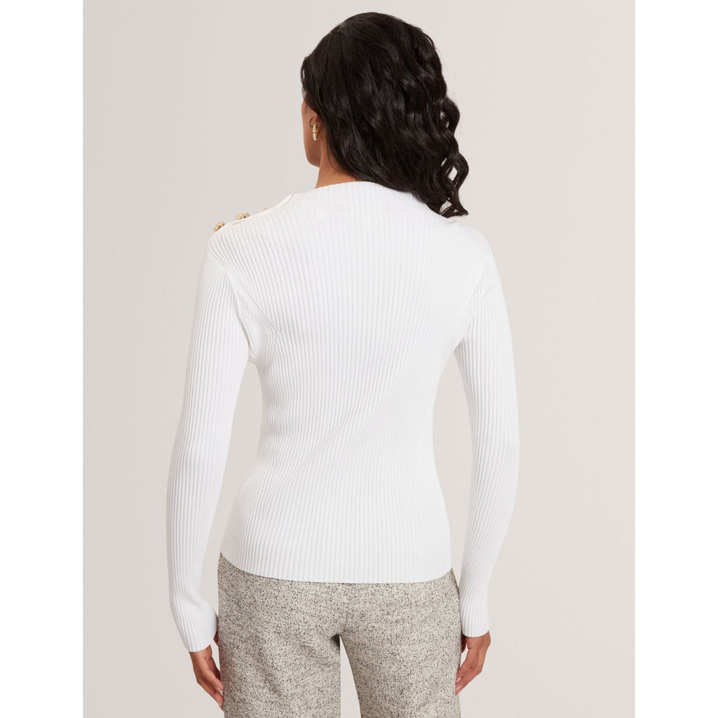 Bleana Rose Button Long Sleeve Knit Top