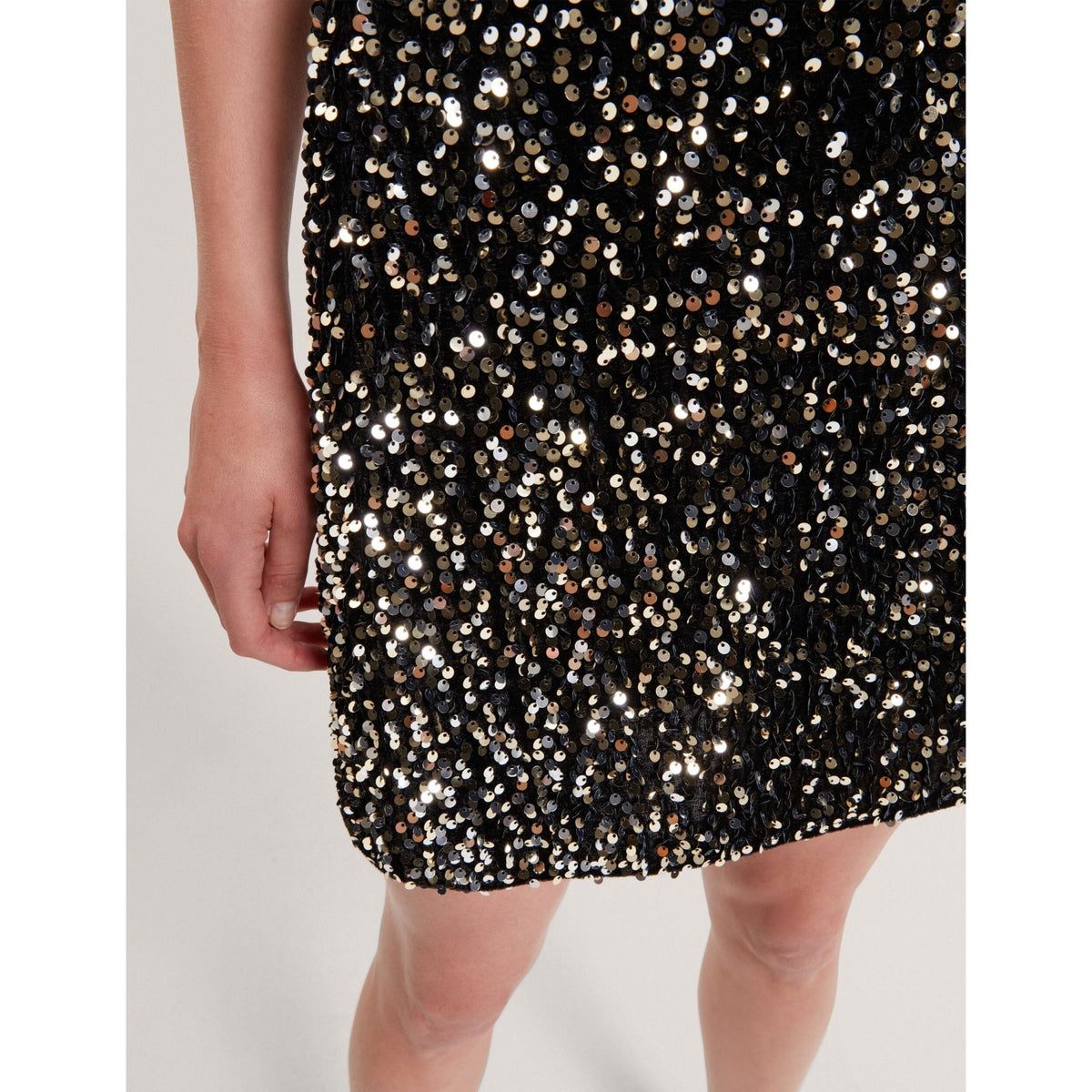 Pearsom Sequined Velvet High Waist Mini Skirt